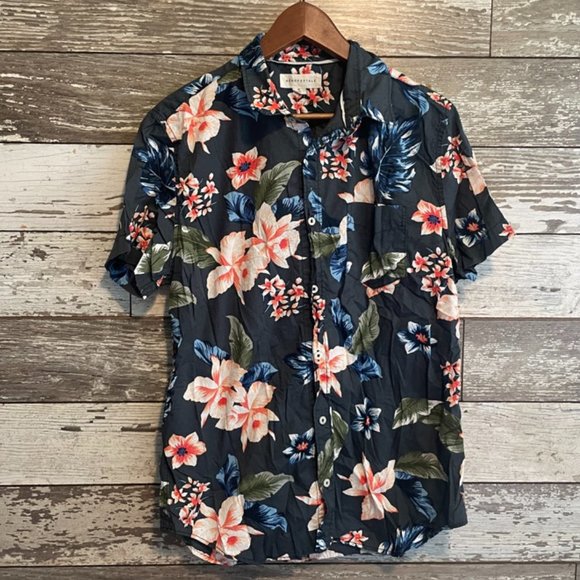Aeropostale Other - Aeropostale Blue Floral Tropical Men's Hawaiian Button Up Shirt
